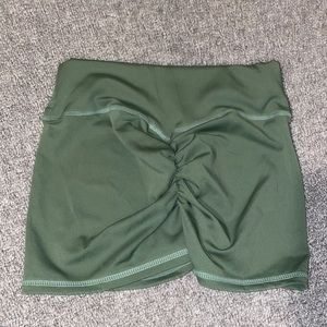 Ruched green booty shorts